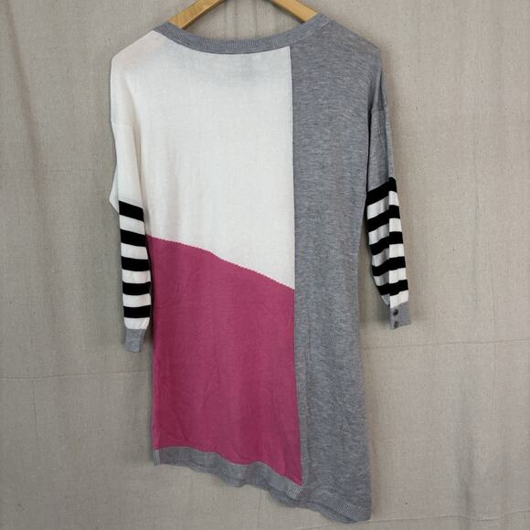 White House Black Market Womens Color Block Asymmetrical Sweater Size M Striped - Picture 2 of 8